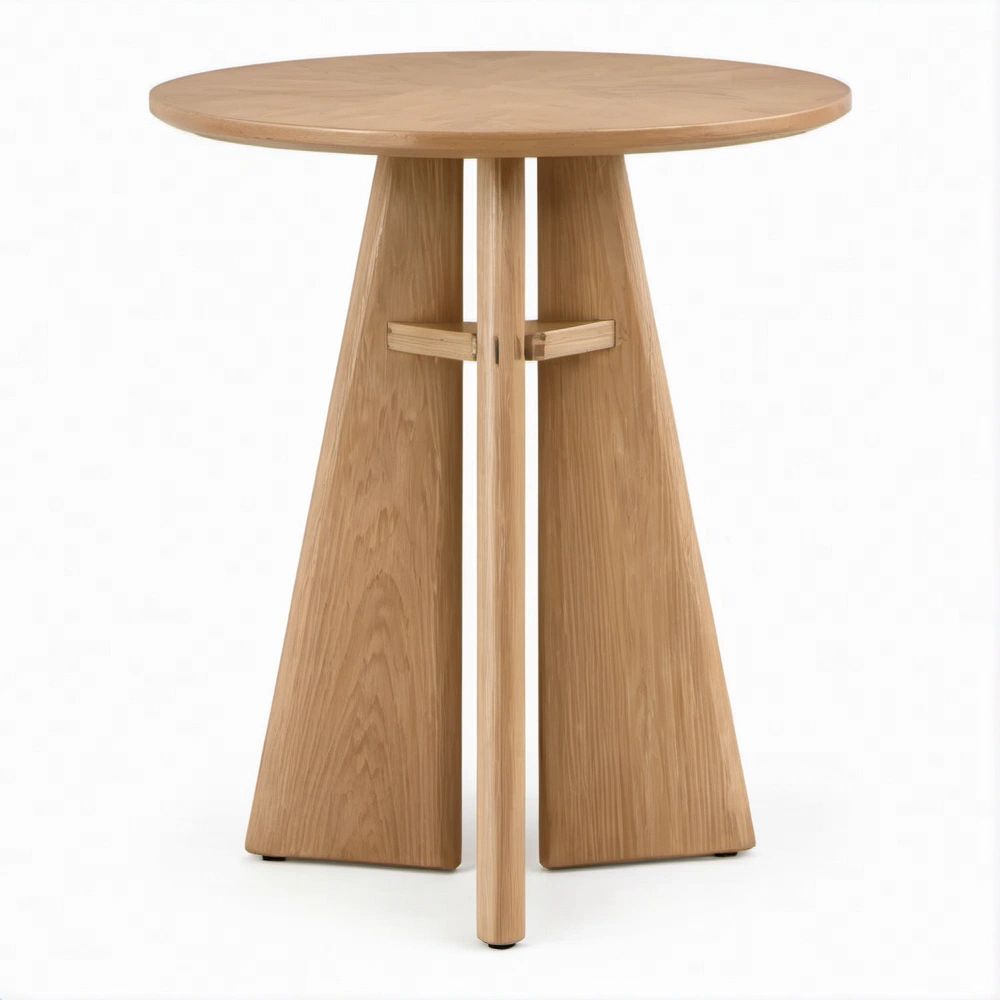 Mesa de Apoio Redonda em Carvalho Natural, Ø 80 x 75 cm