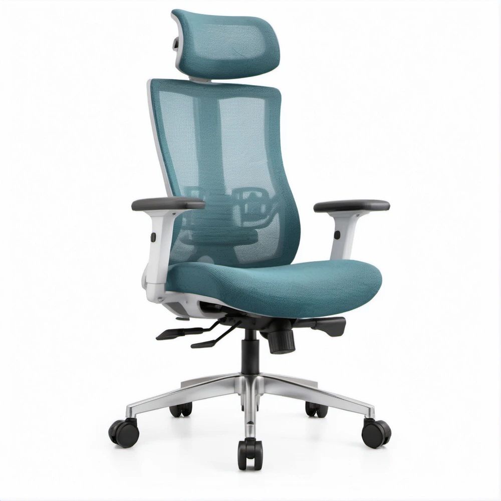Cadeira Ergonómica de Escritório em Malha Azul-petróleo, 65 x 65 x 118-128 cm