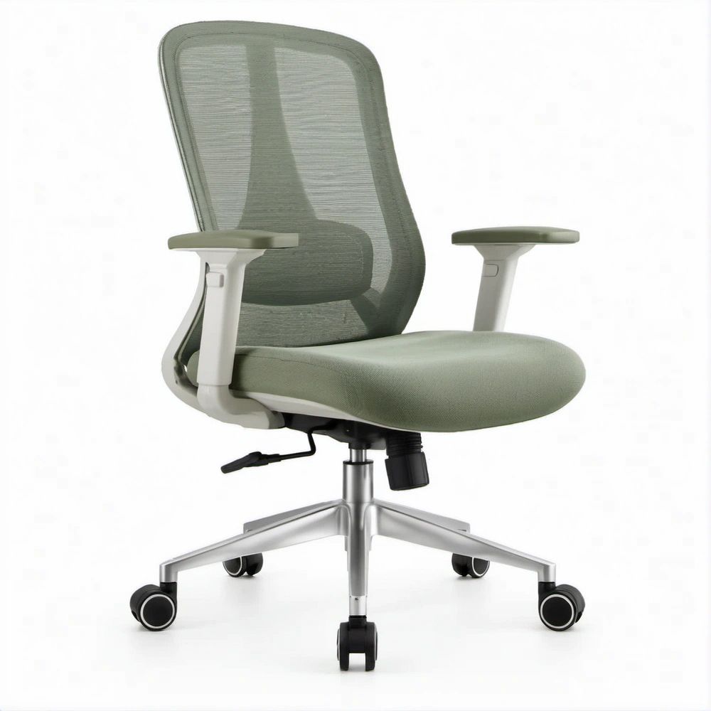 Cadeira de Escritório Ergonómica Giratória em Verde-Cinzento, 64 x 64 x 116-126 cm