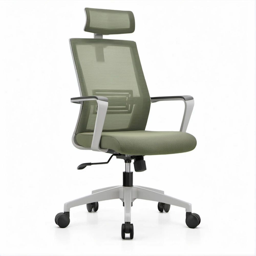 Cadeira de Escritório Ergonómica Giratória em Malha Verde e Cinzento-Claro 64 x 64 x 117-127 cm