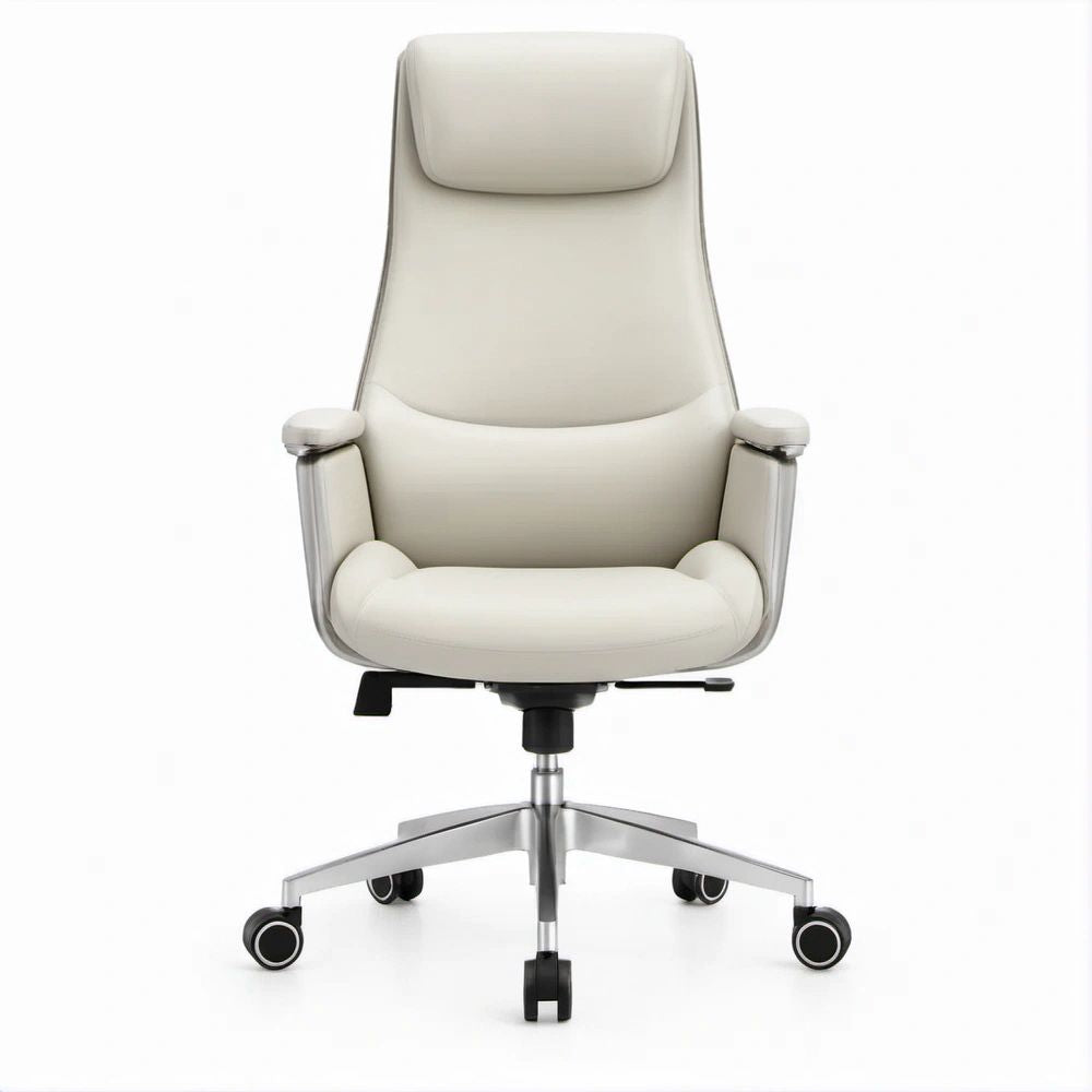 Cadeira Executiva Ergonómica Branca em Pele Sintética PU, 68 x 68 x 118-128 cm