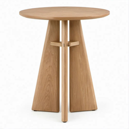 Mesa de Apoio Redonda em Carvalho Natural, Ø 80 x 75 cm