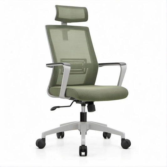 Cadeira de Escritório Ergonómica Giratória em Malha Verde e Cinzento-Claro 64 x 64 x 117-127 cm