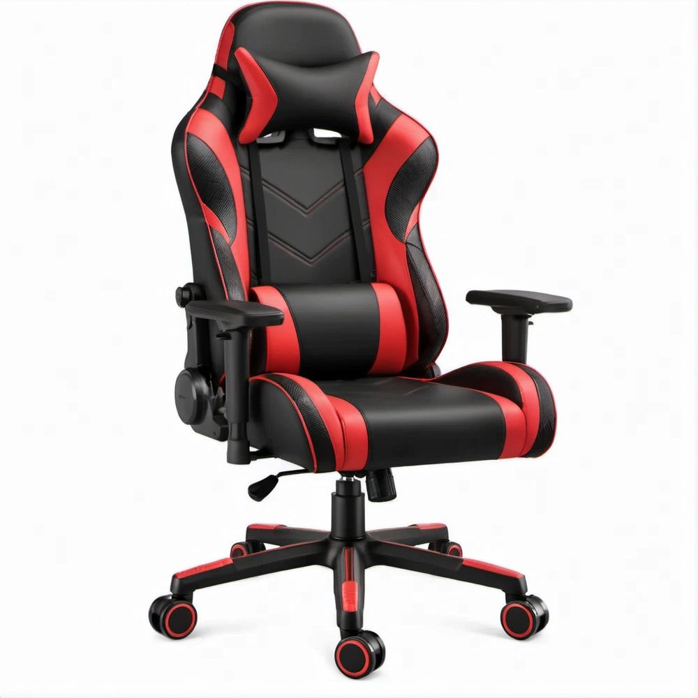 Cadeira Gaming Reclinável Preta e Vermelha em Pele Sintética PU 66 x 70 x 112-122 cm